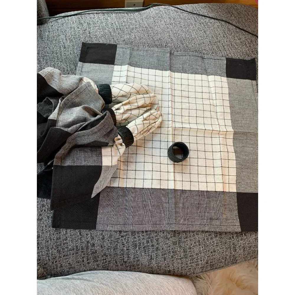 Set Of 4 Sonoma Plaid Checkered Cotton Napkins 18